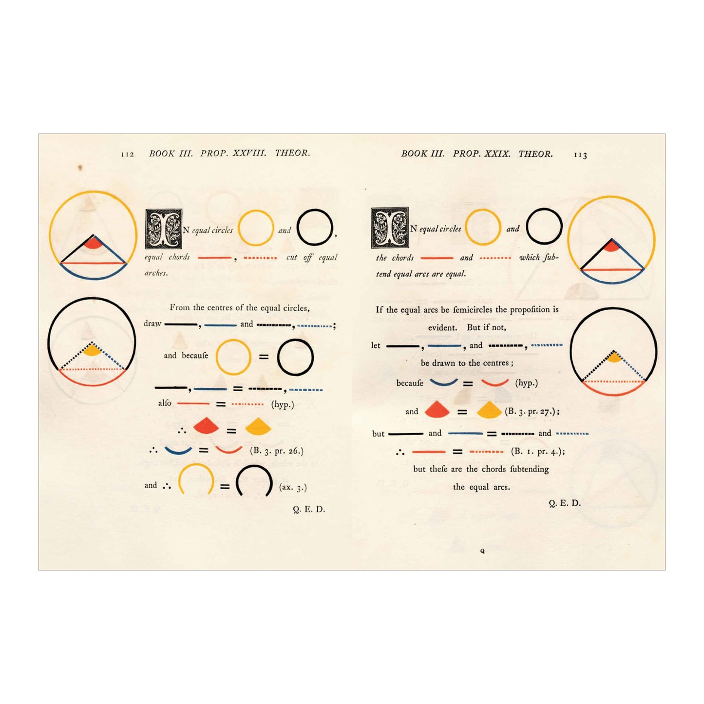 Oliver Byrne. The First Six Books of the Elements of Euclid. 45th Ed. (German, French, English)