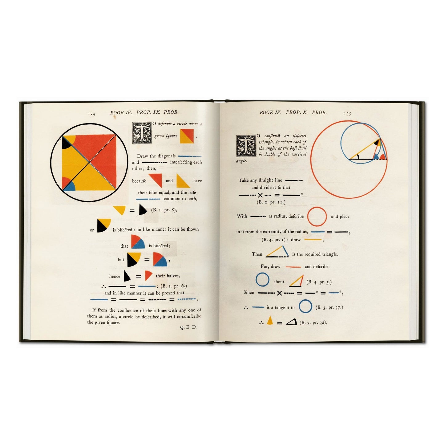 Oliver Byrne. The First Six Books of the Elements of Euclid (German, French, English)
