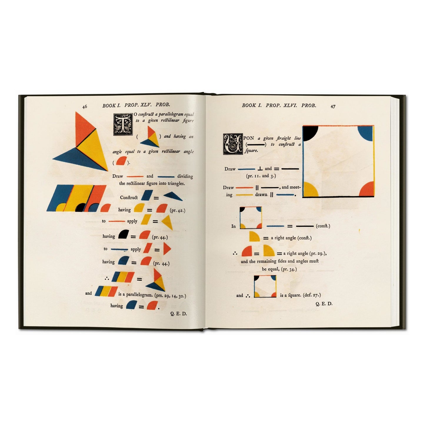 Oliver Byrne. The First Six Books of the Elements of Euclid (German, French, English)