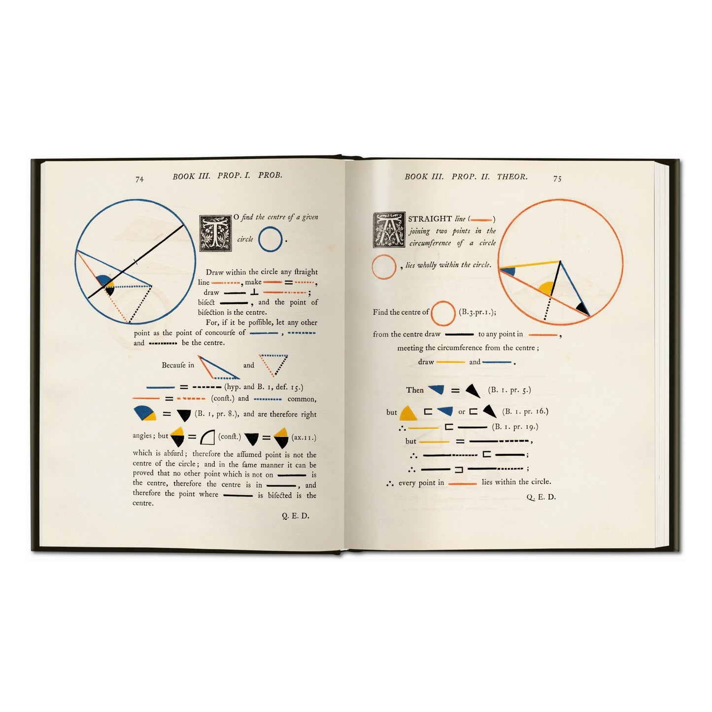 Oliver Byrne. The First Six Books of the Elements of Euclid (German, French, English)