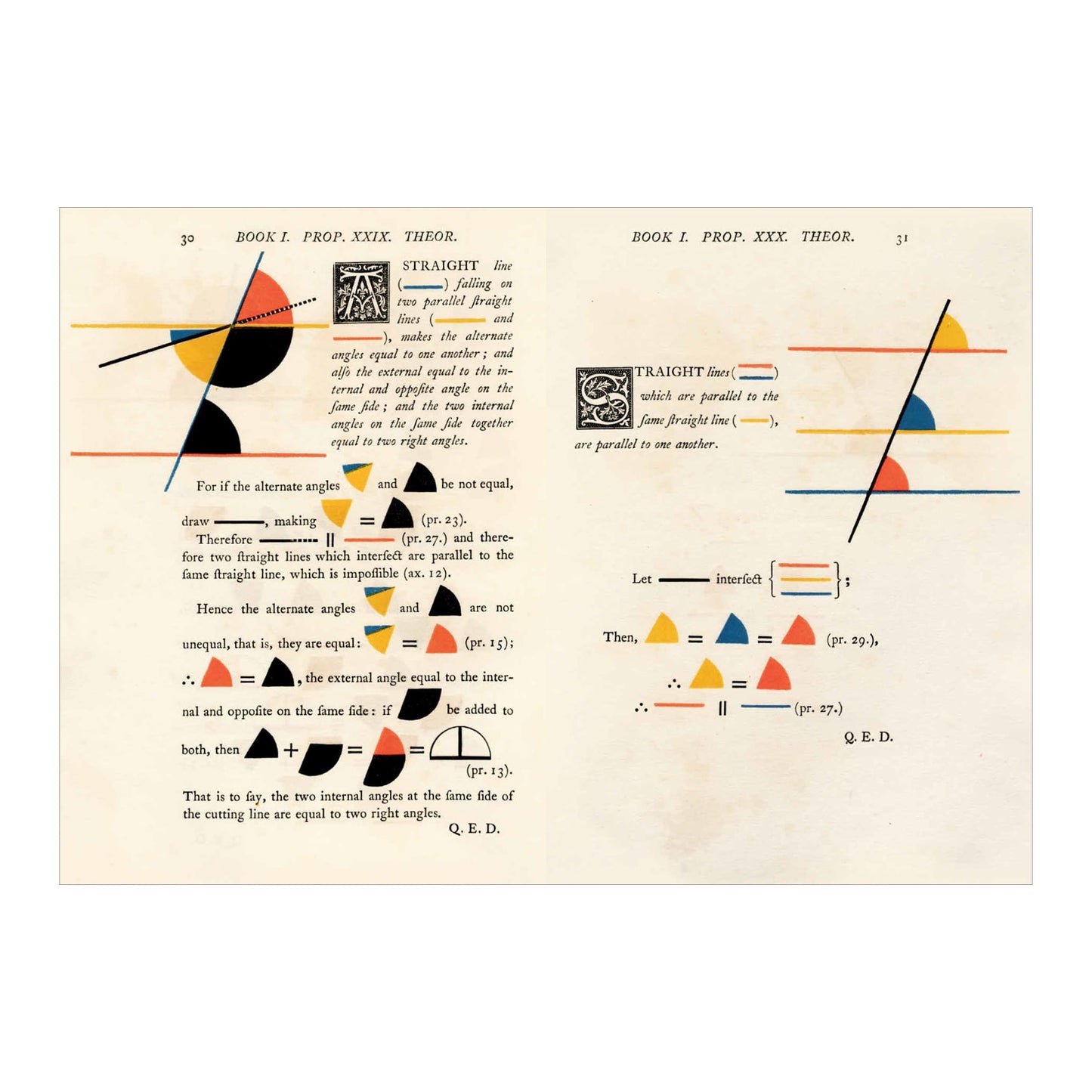Oliver Byrne. The First Six Books of the Elements of Euclid. 45th Ed. (German, French, English)
