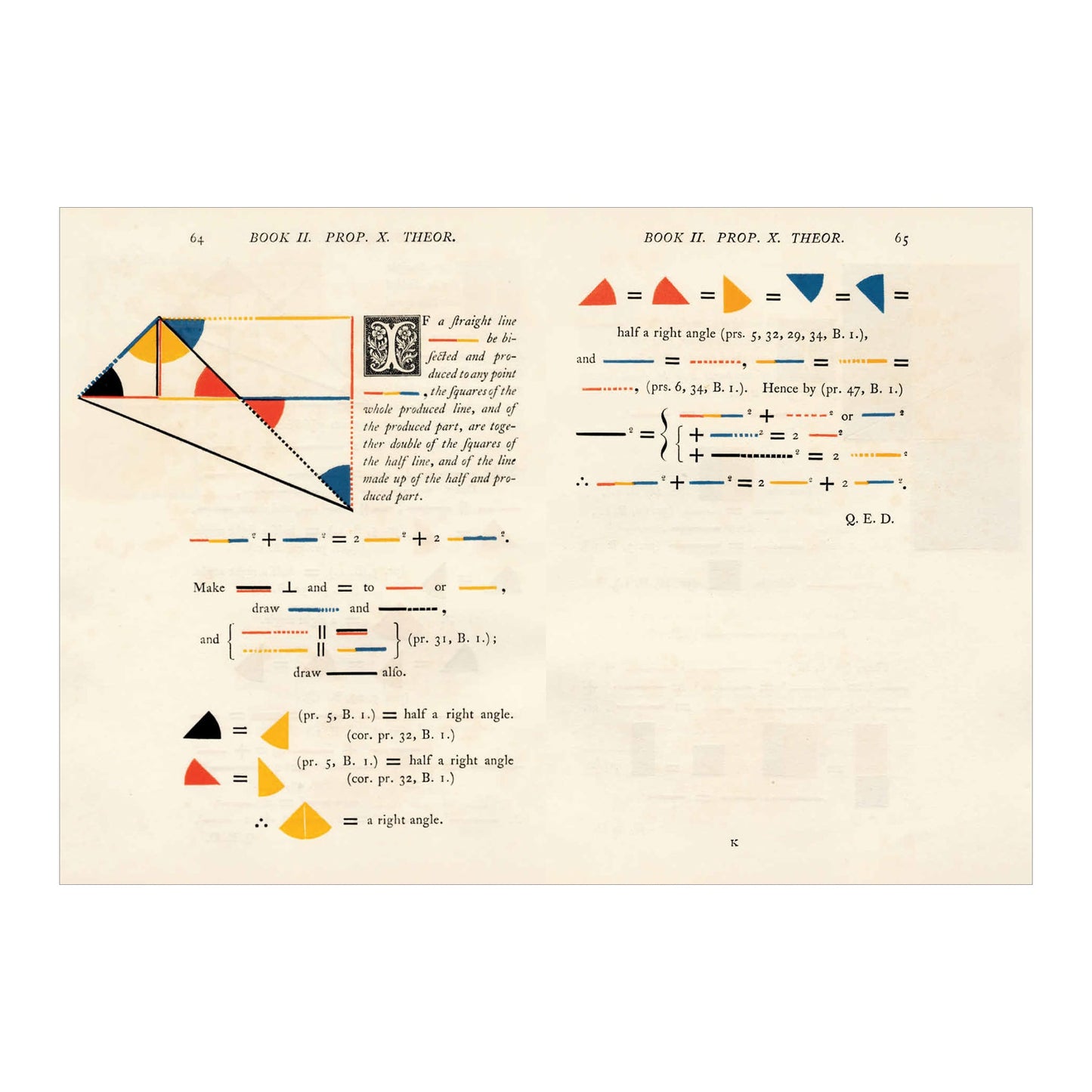 Oliver Byrne. The First Six Books of the Elements of Euclid. 45th Ed. (German, French, English)